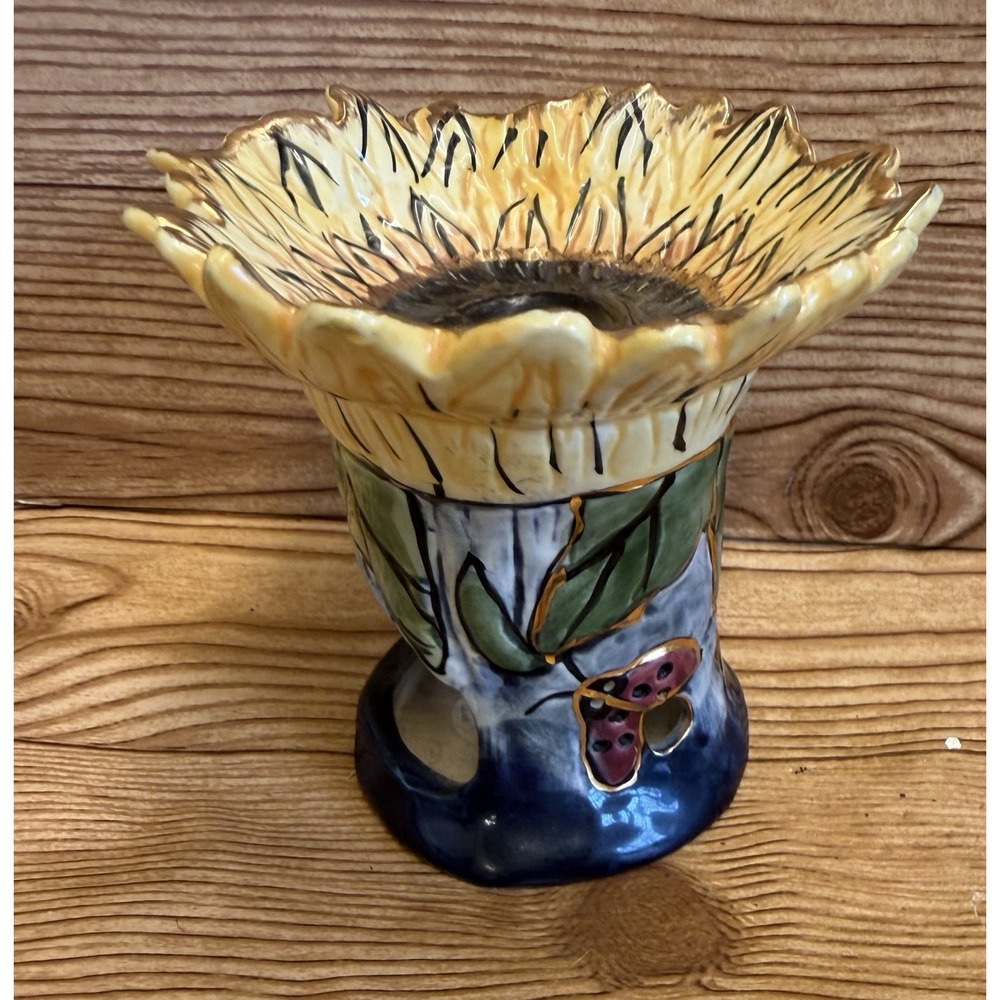 Blue Sky Clayworks Sunflower Ladybug Tart Tea Light Warmer Heather Goldminc - Picture 5 of 9